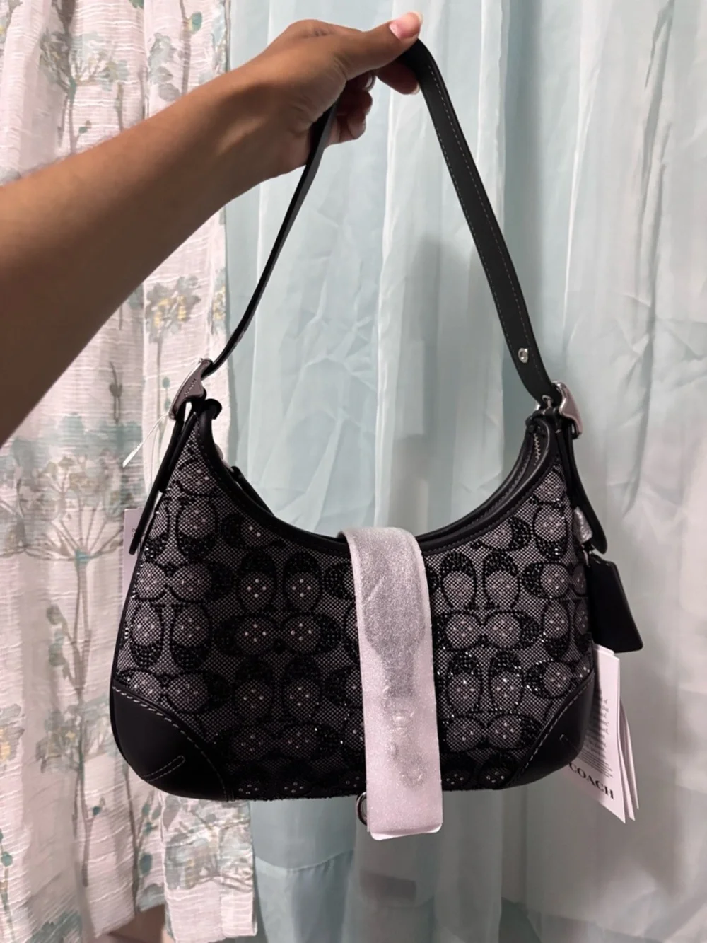 Coach Black Crystal Hampton Hobo Bag